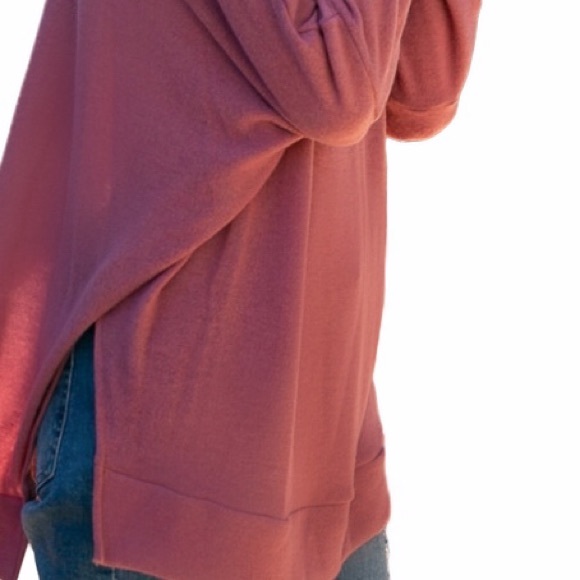 Soft Dusty Rose Brushed Hacci Long Sleeve Oversized Top - Picture 3 of 3